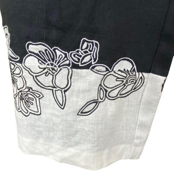 Nikki Valenti Womens 100% Irish Linen Pants Floral Embroidered Hem Size 10 - Picture 3 of 8